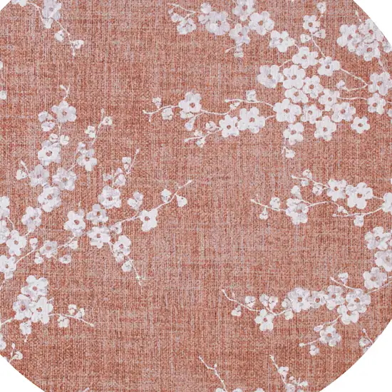 8' Red and White Round Oriental Non Skid Area Rug Photo 6