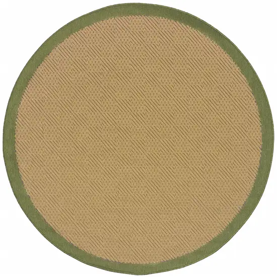 8' Round Beige Round Stain Resistant Indoor Outdoor Area Rug Photo 1