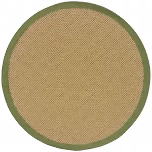 Photo of 8' Round Beige Round Stain Resistant Indoor Outdoor Area Rug