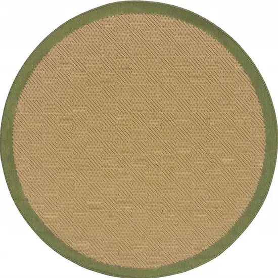 8' Round Beige Round Stain Resistant Indoor Outdoor Area Rug Photo 4