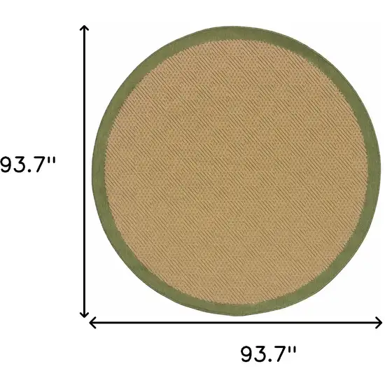 8' Round Beige Round Stain Resistant Indoor Outdoor Area Rug Photo 5