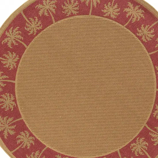 8' Round Beige Round Stain Resistant Indoor Outdoor Area Rug Photo 3