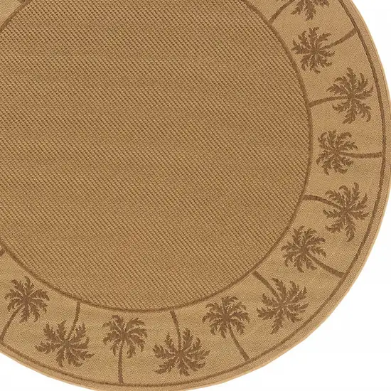 8' Round Beige Round Stain Resistant Indoor Outdoor Area Rug Photo 3