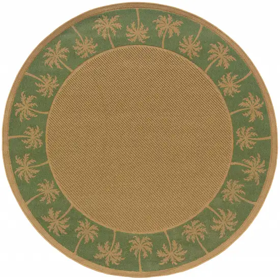 8' Round Beige Round Stain Resistant Indoor Outdoor Area Rug Photo 1