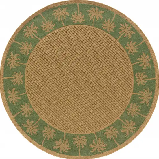 8' Round Beige Round Stain Resistant Indoor Outdoor Area Rug Photo 4