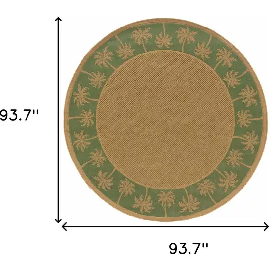 8' Round Beige Round Stain Resistant Indoor Outdoor Area Rug Photo 5