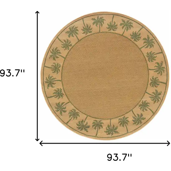 8' Round Beige Round Stain Resistant Indoor Outdoor Area Rug Photo 5