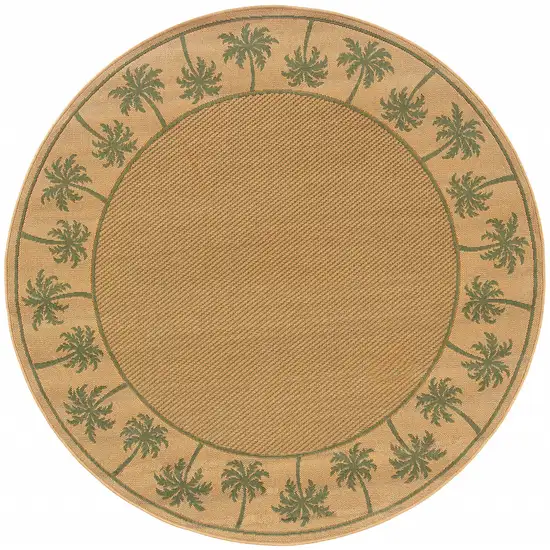 8' Round Beige Round Stain Resistant Indoor Outdoor Area Rug Photo 1