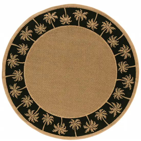 8' Round Beige Round Stain Resistant Indoor Outdoor Area Rug Photo 1