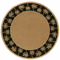 Photo of 8' Round Beige Round Stain Resistant Indoor Outdoor Area Rug