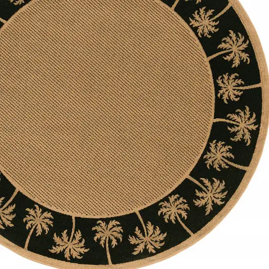 8' Round Beige Round Stain Resistant Indoor Outdoor Area Rug Photo 3