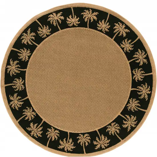 8' Round Beige Round Stain Resistant Indoor Outdoor Area Rug Photo 4