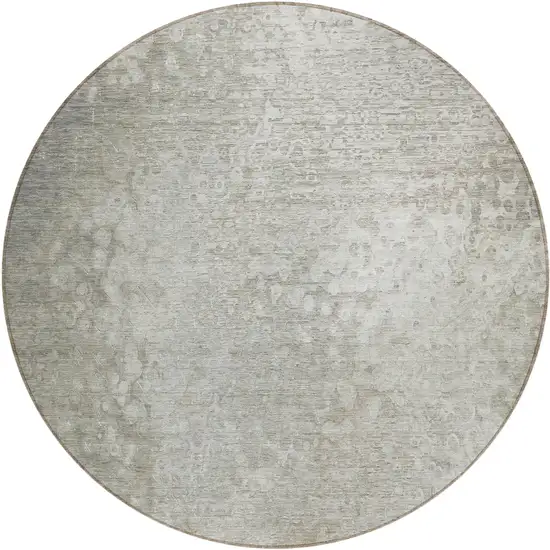 8' Round Beige Round Washable Non Skid Indoor Outdoor Area Rug Photo 2