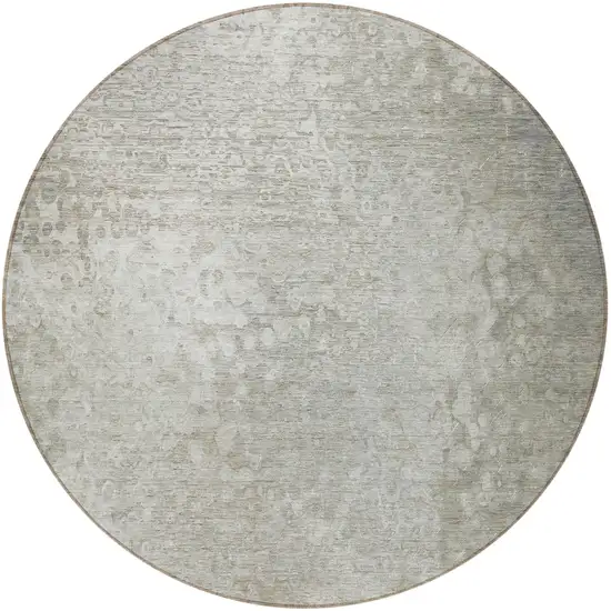 8' Round Beige Round Washable Non Skid Indoor Outdoor Area Rug Photo 5