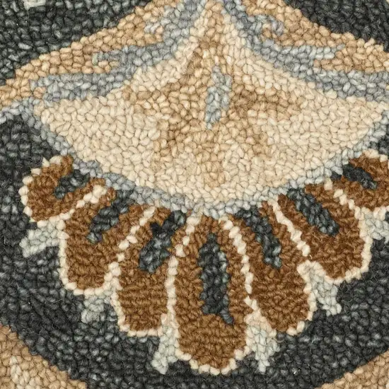 4' Round Black Flower Blossom Area Rug Photo 5