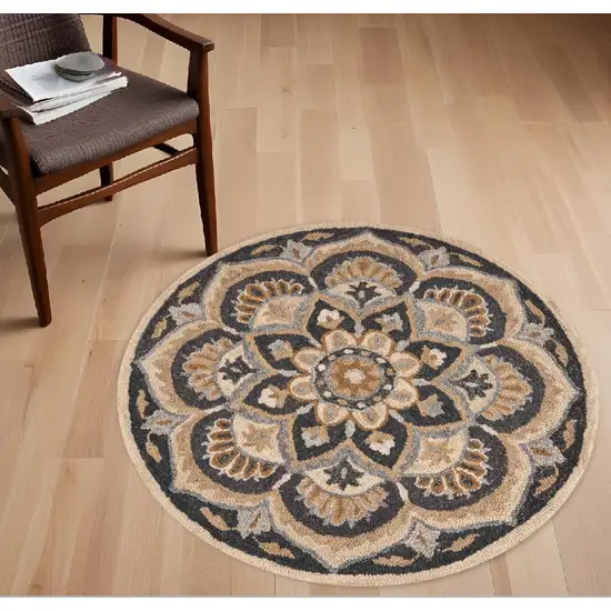 Black Flower Blossom Area Rug Photo 2