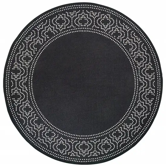 8' Round Black Round Stain Resistant Indoor Outdoor Area Rug Photo 1