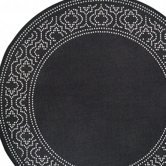 8' Round Black Round Stain Resistant Indoor Outdoor Area Rug Photo 3