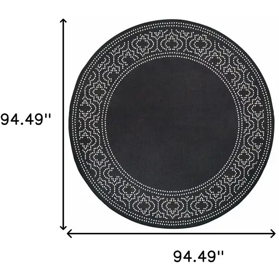 8' Round Black Round Stain Resistant Indoor Outdoor Area Rug Photo 5