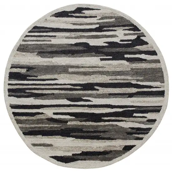 4' Round Black and Gray Camouflage Area Rug Photo 1