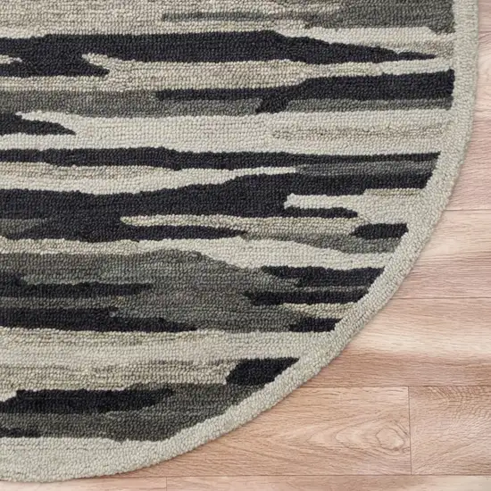 4' Round Black and Gray Camouflage Area Rug Photo 3