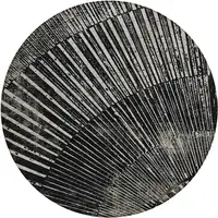 Photo of 8' Round Black and Ivory Round Abstract Washable Non Skid Indoor Outdoor Area Rug