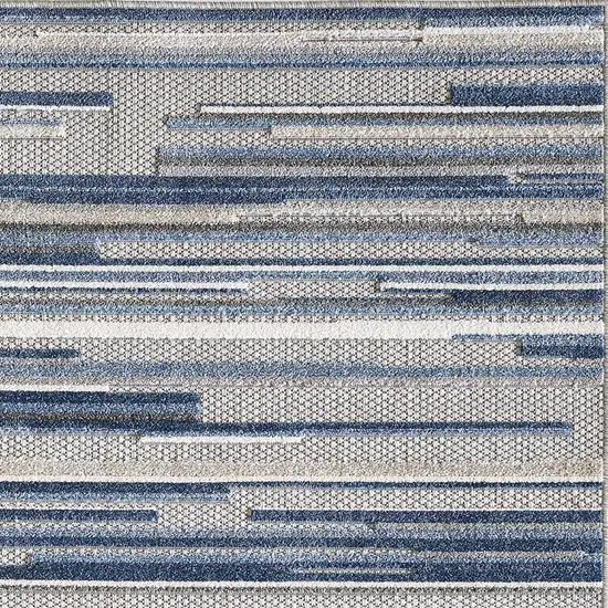 8' Round Blue Abstract Striped Indoor Outdoor Area Rug Photo 4