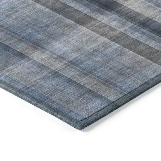 Blue Round Plaid Washable Non Skid Indoor Outdoor Area Rug Photo 7