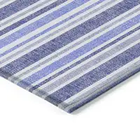 Photo of 8' Round Blue Round Striped Washable Non Skid Indoor Outdoor Area Rug