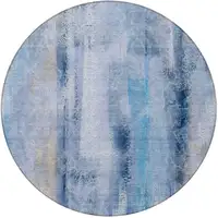 Photo of 8' Round Blue Round Washable Non Skid Indoor Outdoor Area Rug