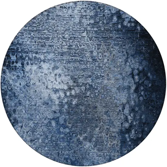 8' Round Blue Round Washable Non Skid Indoor Outdoor Area Rug Photo 4