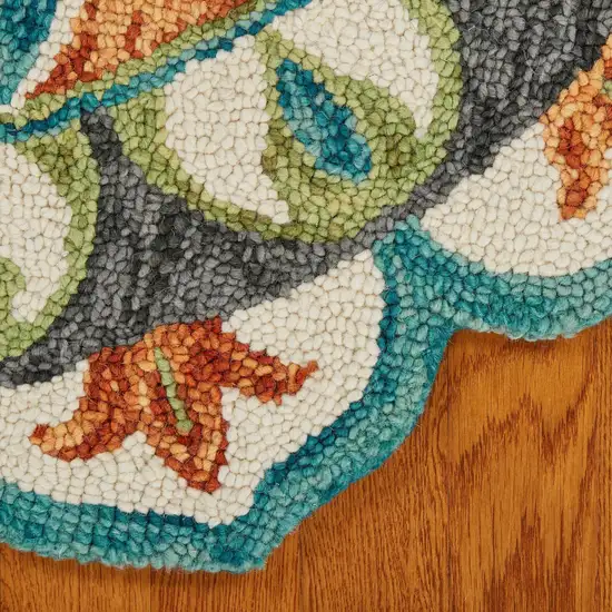 4' Round Blue and Orange Medallion Area Rug Photo 6