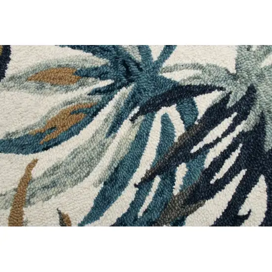 4' Round Blue and White Tropical Area Rug Photo 2