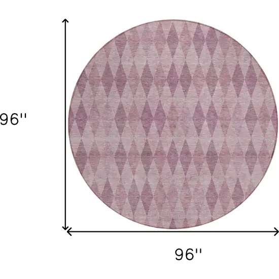 8' Round Blush Round Geometric Washable Non Skid Indoor Outdoor Area Rug Photo 3