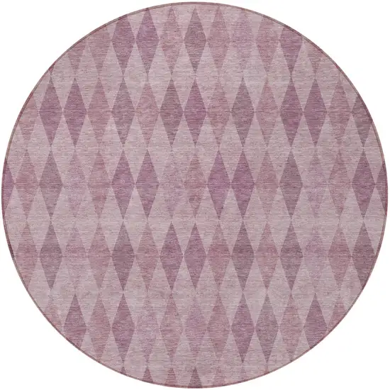 Blush Round Geometric Washable Non Skid Indoor Outdoor Area Rug Photo 4