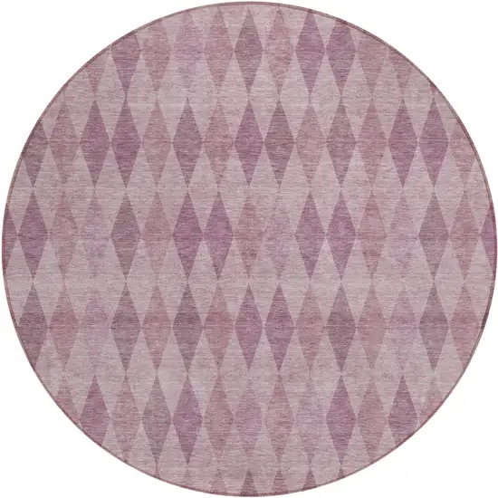 8' Round Blush Round Geometric Washable Non Skid Indoor Outdoor Area Rug Photo 2