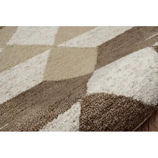 4' Round Brown Bohemian Geometric Area Rug Photo 6