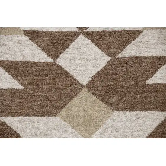 4' Round Brown Bohemian Geometric Area Rug Photo 2