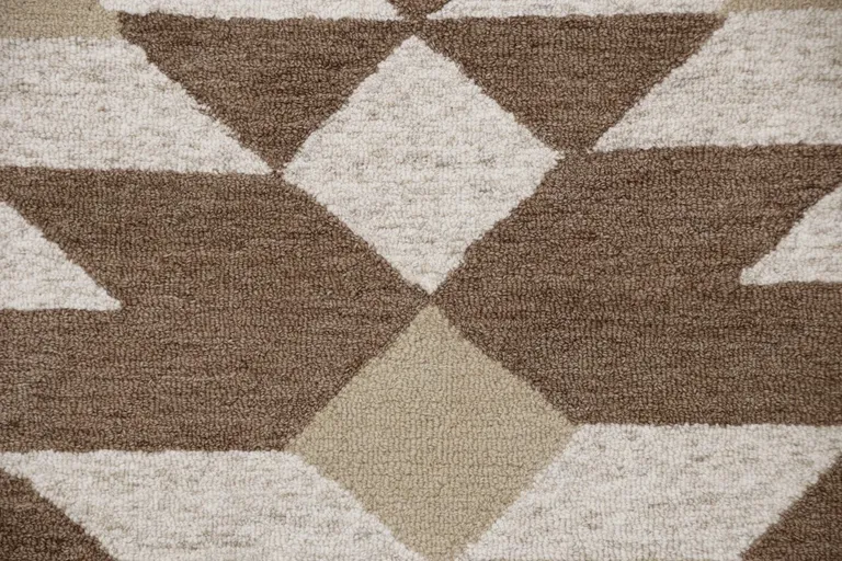 4' Round Brown Bohemian Geometric Area Rug Photo 2