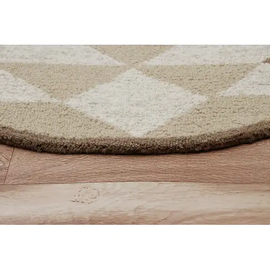 4' Round Brown Bohemian Geometric Area Rug Photo 5