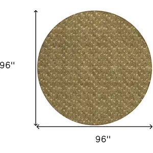 Photo of 8' Round Brown Round Geometric Washable Non Skid Indoor Outdoor Area Rug