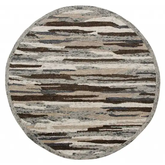 4' Round Brown and Gray Camouflage Area Rug Photo 1