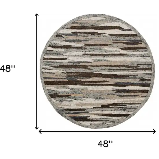 4' Round Brown and Gray Camouflage Area Rug Photo 8