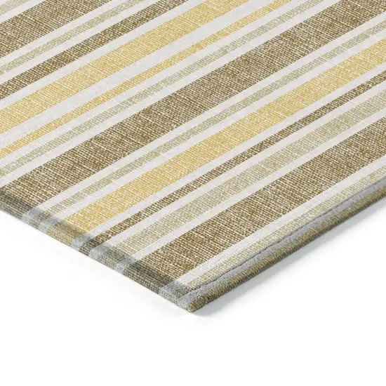 8' Round Brown and Orange Round Striped Washable Non Skid Indoor Outdoor Area Rug Photo 6