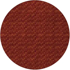 Photo of 8' Round Burgundy Round Geometric Washable Non Skid Indoor Outdoor Area Rug