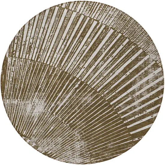 Chocolate Round Abstract Washable Non Skid Indoor Outdoor Area Rug Photo 4