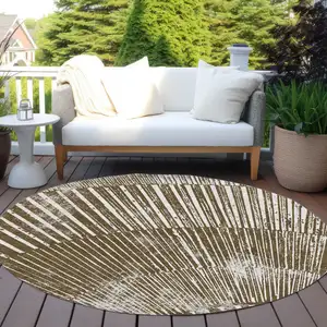 Photo of 8' Round Chocolate Round Abstract Washable Non Skid Indoor Outdoor Area Rug