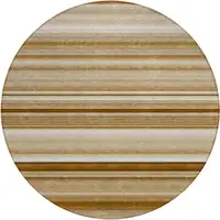 Photo of 8' Round Chocolate Round Striped Washable Non Skid Indoor Outdoor Area Rug