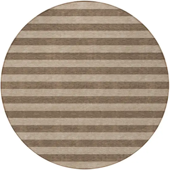 8' Round Coffee Round Striped Washable Non Skid Indoor Outdoor Area Rug Photo 5