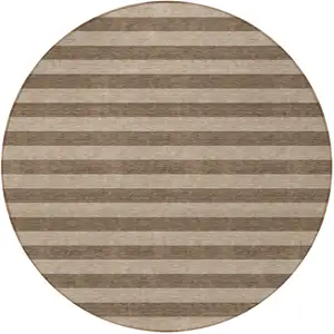 Photo of 8' Round Coffee Round Striped Washable Non Skid Indoor Outdoor Area Rug